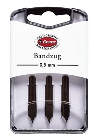 Brause  Ref 318005B  Bandzug 05 mm Calligraphy Nibs Pack of 3  Chisel Point Nib Ideal for Latin Calligraphy Solid Metal Construction Ink Reservoir on Top