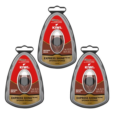 KIWI Express Shine Instant Shine Sponge Brown 023 oz Pack of 3