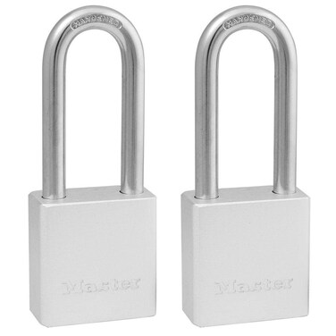 Master Lock Heavy Duty Solid Aluminum Padlock Key Retaining Lock for Outdoor Use 2in Extended Shackle Keyed Alike Padlocks 2 Pack 570TLH Silver