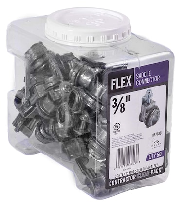 Halex  38 Inch Flexible Metal Conduit  FMC  Saddle Connectors  06703B  50 Per PackSilver