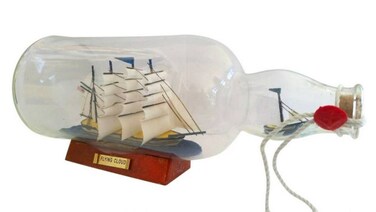 Hampton Nautical Flying Cloud Ship in a Bottle Blue 11