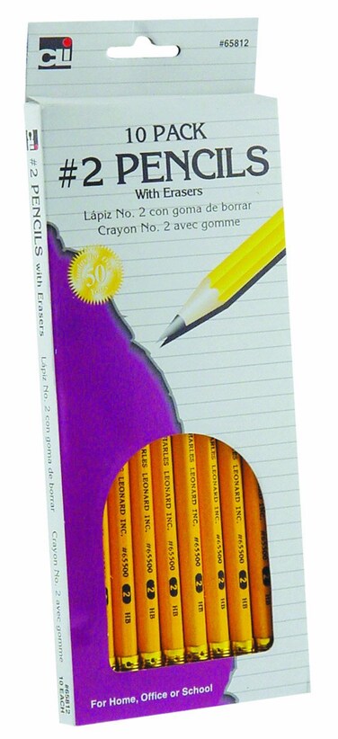 Charles Leonard Pencil 2 Yellow with Eraser 10Hang Tab Box 65812