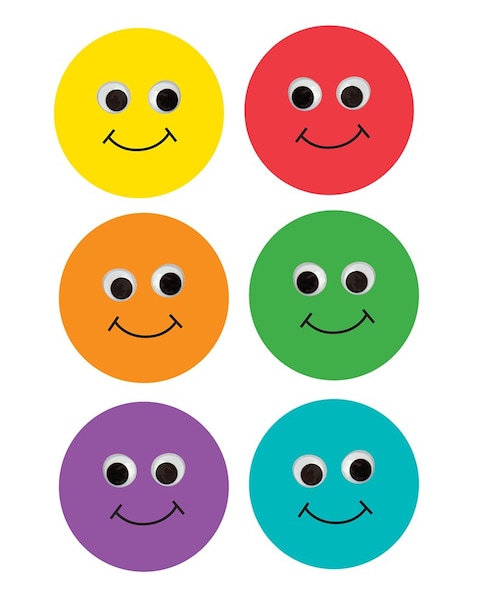 Hygloss 33710 Products Happy MultiColor Smiley Face Classroom Accents  Creative Teaching Resources  6 Inches 30 Pack 6