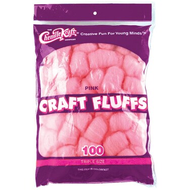 Creativity Street Cotton Decorated Craft Fluff Ball Pink Pack of 1004 oz