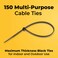 10 Inch Zip Ties Heavy Duty by Strong Ties  150 Cable Ties Per Pack  Black Zip Ties 50lb Tensile Strength  All Weather UV Resistant Indoor or Outdoor