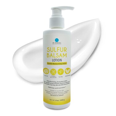 Dr Robaina Sulfur Balsam Lotion  Daily Moisturizer with Shea Butter and Tea Tree  8 oz  For Sensitive Skin