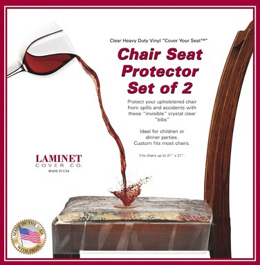 LAMINET Vinyl Chair Protectors Clear 26X2534Inch Fits Chairs up to 21x21Inch Set of 2