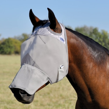 Cashel Crusader Horse Fly Mask with Long Nose Grey Warmblood