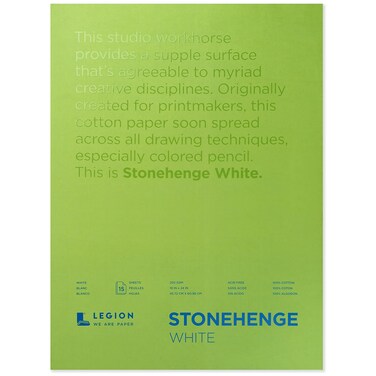 Legion Stonehenge Pad Cotton Deckle Edge Paper 18 X 24 inches White 15 Sheets