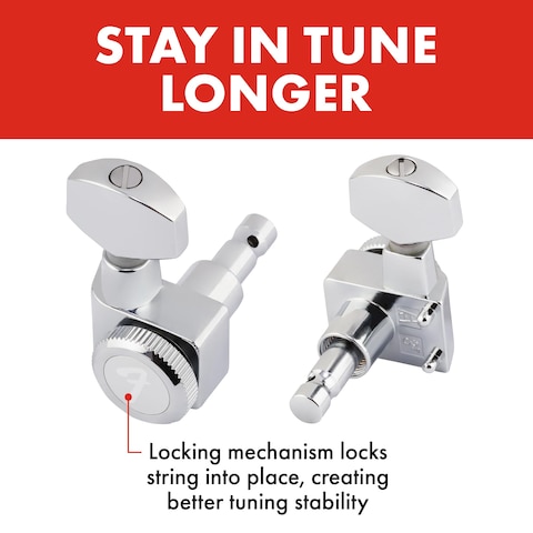 Fender Locking Tuners Stratocaster Guitar Tuners Polished Chrome Right Hand Guitar Tuners 17x10x45 Inches Set of 6 Guitar Tuning Machines