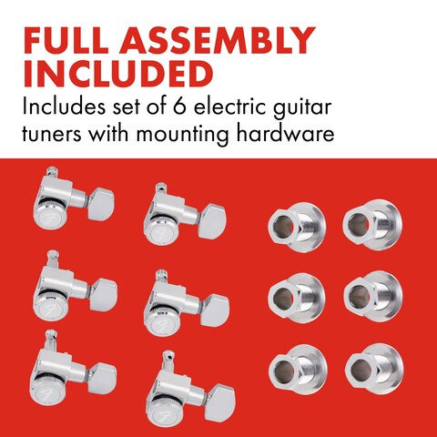 Fender Locking Tuners Stratocaster Guitar Tuners Polished Chrome Right Hand Guitar Tuners 17x10x45 Inches Set of 6 Guitar Tuning Machines