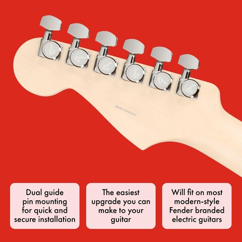 Fender Locking Tuners Stratocaster Guitar Tuners Polished Chrome Right Hand Guitar Tuners 17x10x45 Inches Set of 6 Guitar Tuning Machines