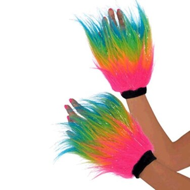 Adult Furry Hand Warmers Free Size Neon 1 Pair