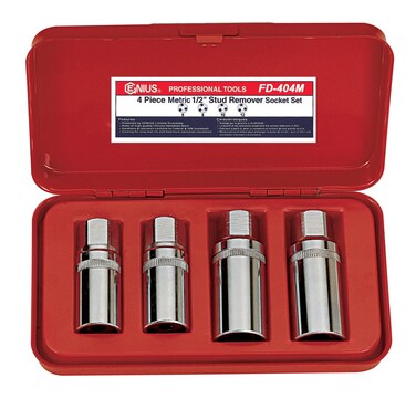 Genius Tools 4Piece 12 Dr Metric Stud Remover Socket Set FD404M