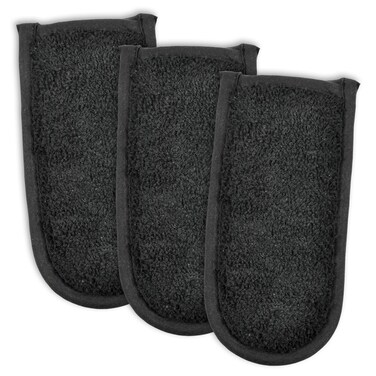 DII Basic Terry Collection Quilted 100 Cotton Pan Handle Black 3 Piece