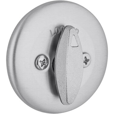 Kwikset 663 Deadbolt Unkeyed Deadbolt Lock Satin Chrome Round Interior Turn Piece for Front Entry Door with Latch and Adapter No Exterior Assembly