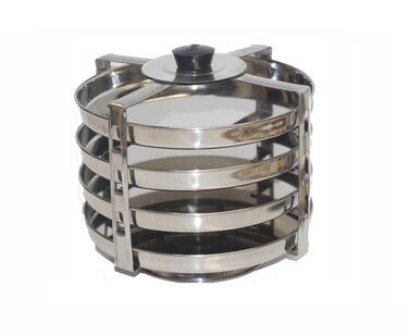 Tabakh 4Plate Stainless Steel Dhokla Stand Medium Silver