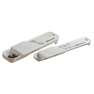 KitchenArt AdjustATeaspoon And AdjustATablespoon Set Plastic 2Piece White9 x 35 x 075 inches