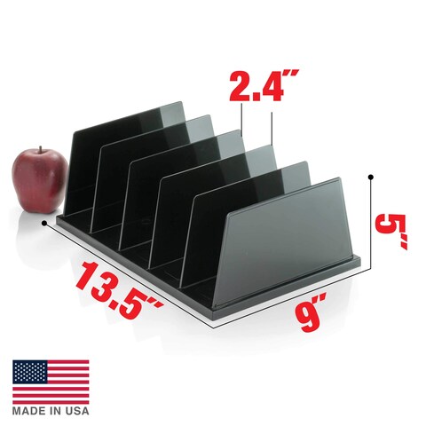 Officemate Recycled Large Standard Sorter 5 Compartments 135 x 9 x 5 Inches Black 26192