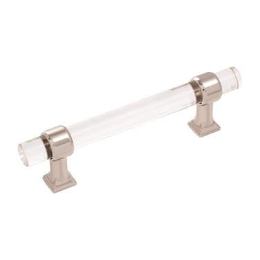 Hickory Hardware 1 Pack Solid Core Kitchen Cabinet Pulls Luxury Cabinet Handles Doors  Dresser Drawers 334 Inch 96mm Hole Center Crysacrylic with Polished Nickel Crystal Palace Collection