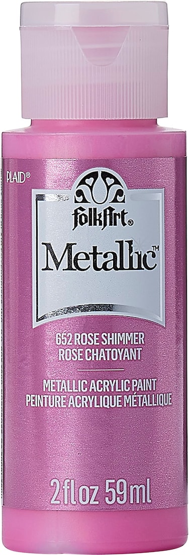 FolkArt Metallic Acrylic Paint in Assorted Colors 2 Ounce 652 Rose Shimmer