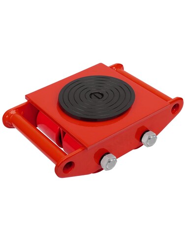 FAHKNS Machinery Moving Skate Heavy Duty Machinery Skates Cargo Mover 6T Machine Skates with 360 Rotation Cap 4 PU Rollers for Heavy Duty Industrial Moving EquipmentRed
