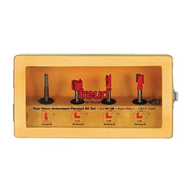 Freud 90106 4 Piece Undersized Plywood Bit Set 14 Shank
