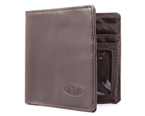 Big Skinny Mens World Leather BiFold Slim Wallet Holds Up to 35 Cards Brown