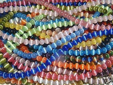10 Strands Cat4mmAssorted Cats Eye Beads 4mm