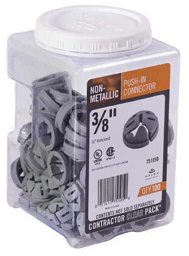 Halex  38 Inch   Inch Knockout NonMetallic Push In Connector  75105B  100 Per Pack  Gray