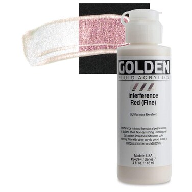 Fluid Acrylics by GOLDEN Interference Red Fine 4 fl oz Bottle Professional Acrylic Paint Transparent