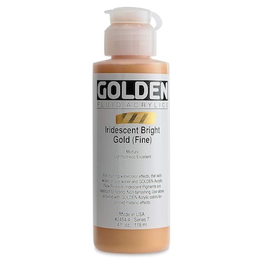 Golden Fluid Acrylic 4 ounce bottle Iridescent Bright Gold Fine