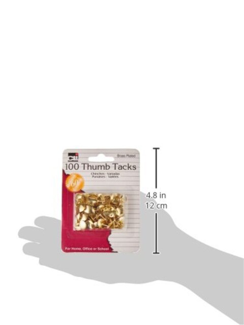 Charles Leonard Thumb Tacks Brass Plated 38 Inch Solid Head 100Pack 80938