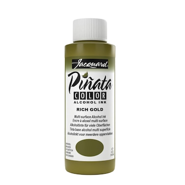 Jacquard Pinata Alcohol Ink  Rich Gold  Professional and Versatile Ink That Produces Color Saturated and AcidFree Results  4 Fluid Ounces  Made in The USA