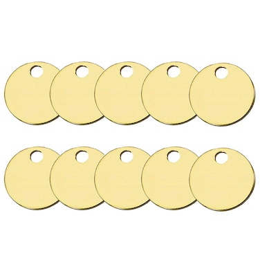 Lucky Line Solid Brass Round Tag  One Hole and 114 Inch Diameter 100 Per Box 26012