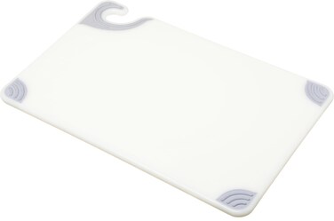 San Jamar SafTGrip Plastic Cutting Board with Safety Hook 12 x 18 x 05 White