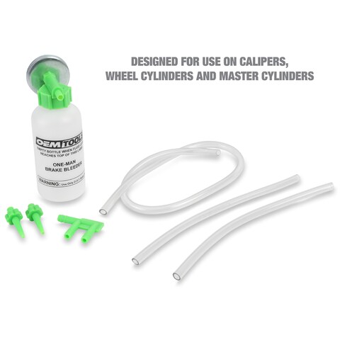 OEMTOOLS 25036 BleedOMatic OneMan Brake Bleeder Kit Featuring An Opaque Brake Bleed Bottle  Transparent Hoses and Tapered Fittings No Mess Brake Fluid Bleeding  Multi colorPackaging May Vary