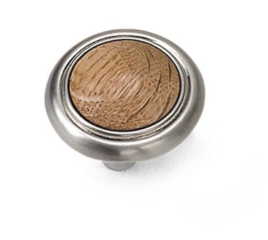 Laurey 15434 First Family 114Inch Diameter Knob Satin Chrome with Oak Inset