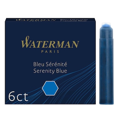 Waterman Fountain Pen Ink Cartridges Short International Serenity Blue 6 Count