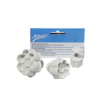 Ateco Daisy Plunger Cutters Set of 3 Sizes for Cutting Decorations  Direct Embossing Springloaded Handle Food Safe Plastic