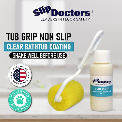 SlipDoctors Tub Grip AntiSlip Bath  Shower Floor Solution  Fixes Slippery Fiberglass  Acrylic Bathtub or Showers  Clear NonSlip Textured Coating
