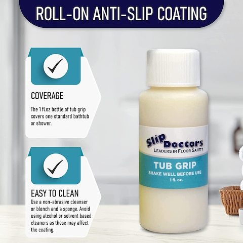 SlipDoctors Tub Grip AntiSlip Bath  Shower Floor Solution  Fixes Slippery Fiberglass  Acrylic Bathtub or Showers  Clear NonSlip Textured Coating