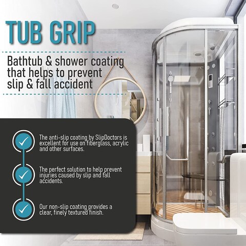SlipDoctors Tub Grip AntiSlip Bath  Shower Floor Solution  Fixes Slippery Fiberglass  Acrylic Bathtub or Showers  Clear NonSlip Textured Coating