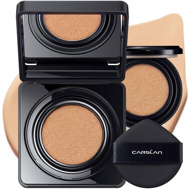 CARSLAN Black Magnet Cushion Foundation  Full Buildable Coverage Moisturizing Lightweight 16H LongLasting Glow Looking Refill Included 03Medium Beige