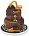 DecoPac Construction Dig Cake Decoration 2 Piece Cake Topper Set with Dump Truck and Moveable Excavator Food Safe Ready to Use For Birthday Themed Parties Celebration Yellow 11826