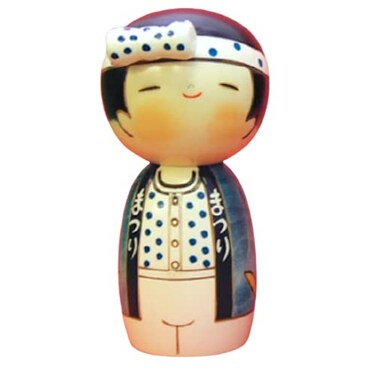 Japanese Creative Kokeshi Wooden Doll Boy 575 Wassyoi Festival Made in Japan