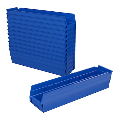 AkroMils 30128 Plastic Containers for Organizing and Storage Bins for Closet Kitchen Cabinet or Pantry Organization 18Inch x 4Inch x 4Inch Blue 12Pack