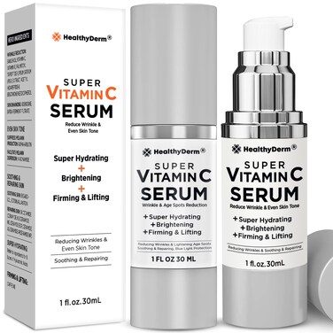 Super Vitamin C Serum for Women Over 70 Niacinamide Vitamin C Hyaluronic Acid Peptides Vitamin E Caffeine Bakuchiol Hydrating Lifting Wrinkle  Age Spots Reduction Pack of 2