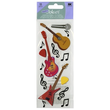 Jolees Boutique Guitars and Music Notes Dimensional Stickers