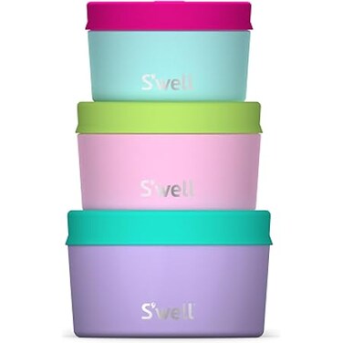 Swell Stainless Steel Food Canister Set Of Three 10oz 16oz and 24oz Pastel Paradise Single Walled Durable Construction BPA Free Dishwasher Safe